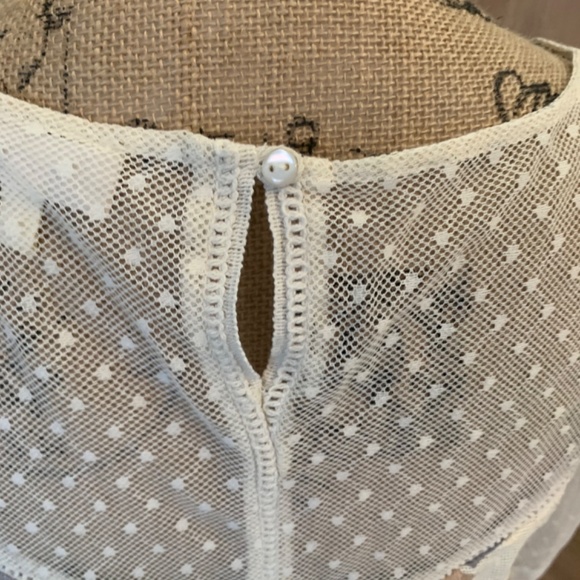 Anthropologie mesh top Y2K sheer Ivory Anja Floral Blouse Boho Lace Crochet XS - Picture 11 of 16
